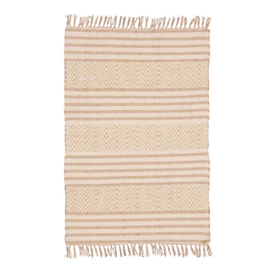 Neutral Handloom Chenille & Jute Geometric Rug - R39723 - Uneeka
